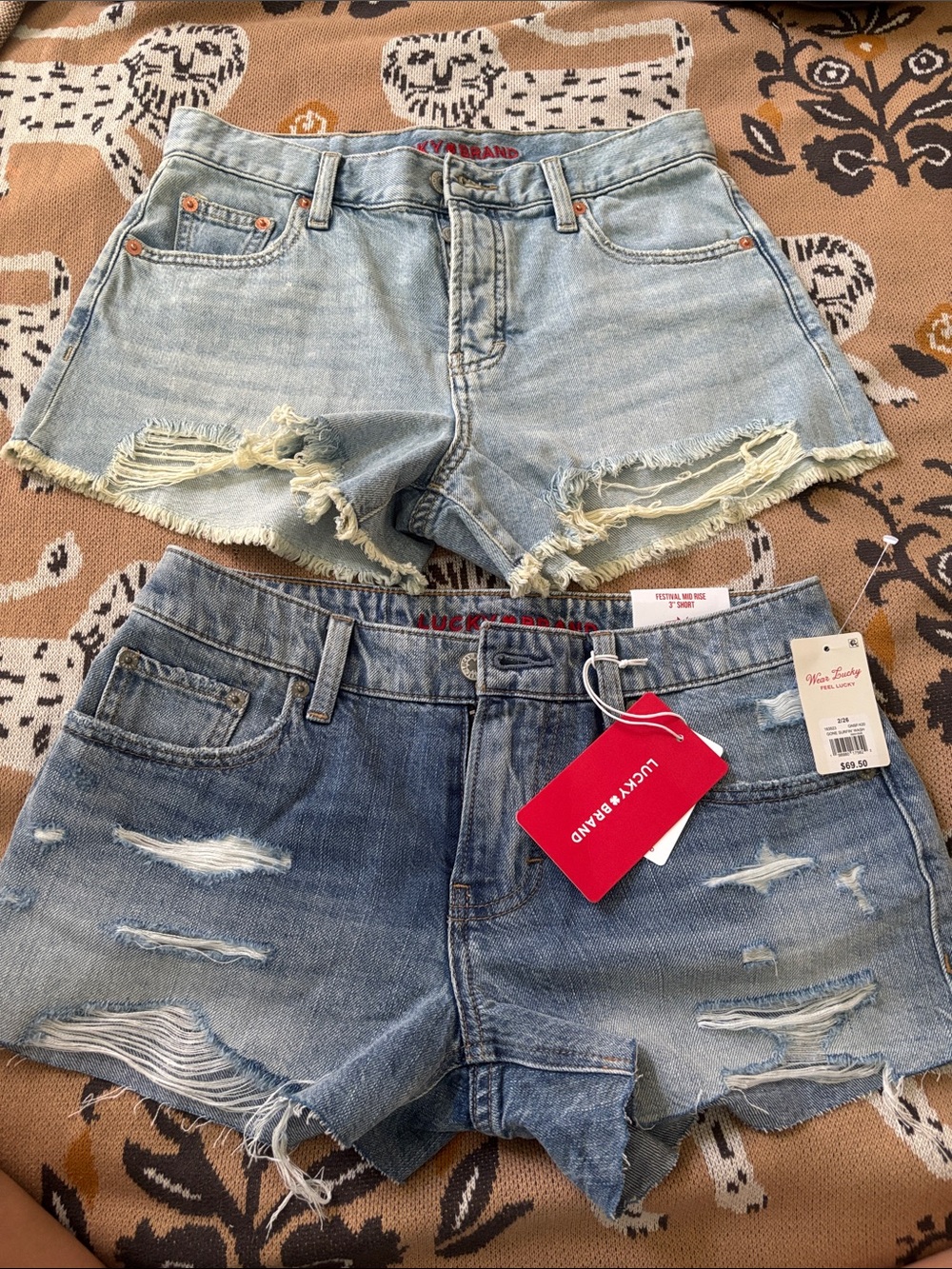 Lucky Brand Women’s Distressed Denim Shorts Duo - Light Wash & Medium Wash